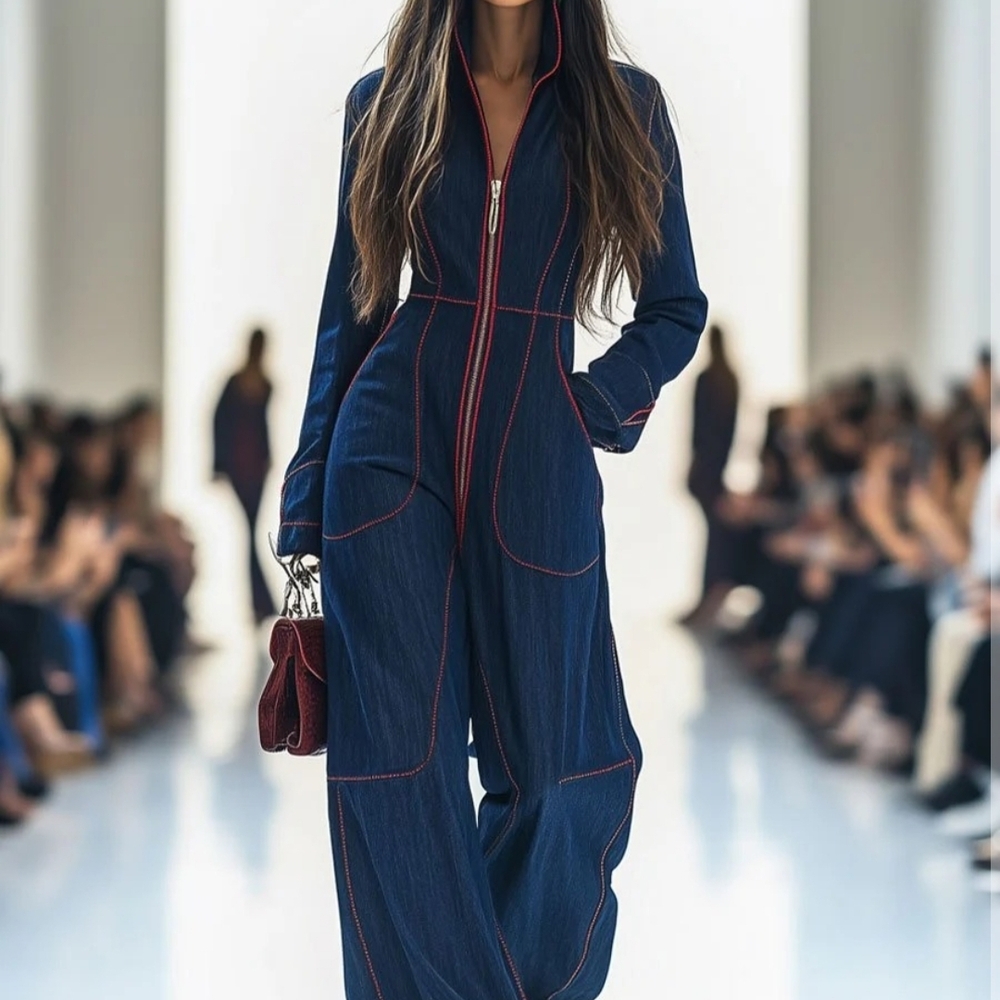 OYROSY Stylish Blue Jumpsuit S